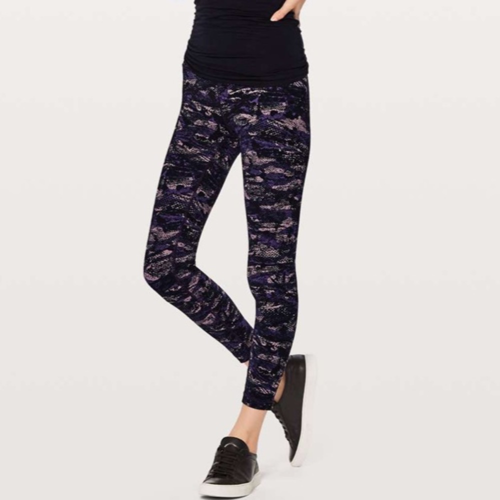 Lululemon Leggings Wunder Under Hi-Rise 25” Tight Rip Wave Purple Thunder Black - Picture 2 of 9
